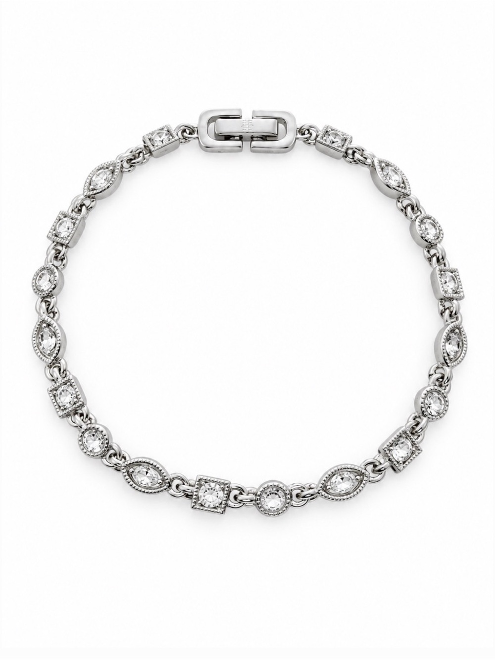GIVENCHY BIJOUX VINTAGE SILVERTONE BRACELET WITH FAUX DIAMONDS